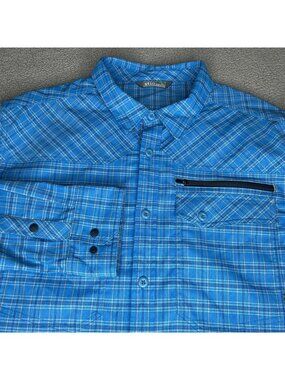 Stio Shirt Mens XL Blue Plaid Long Sleeve Stretch Button Up Performance Outdoor